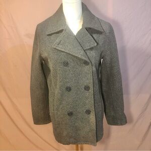 Wool Blend Gray Peacoat